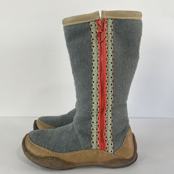 SOREL Boots Norquay Womens US 6 Gray Wool Leather Fleece Winter Lined Side Zip - Picture 2 of 11